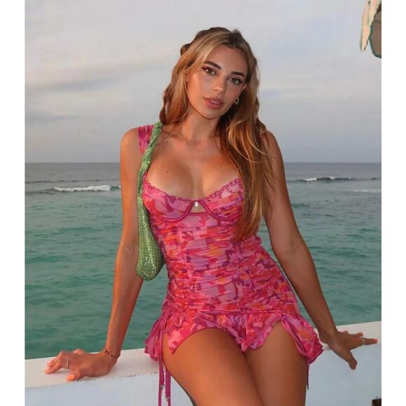 Bydee Paris Dress Sherbert Size XS Strappy Mino Summer Vacation Resort - Picture 1 of 8